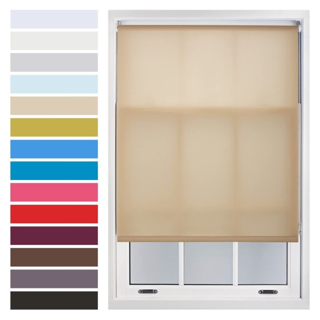 FURNISHED Daylight Roller Blinds Made to Measure Sheer Window Blind with Metal Fittings Brown Cappuccino (W) 210cm x (L) 165cm