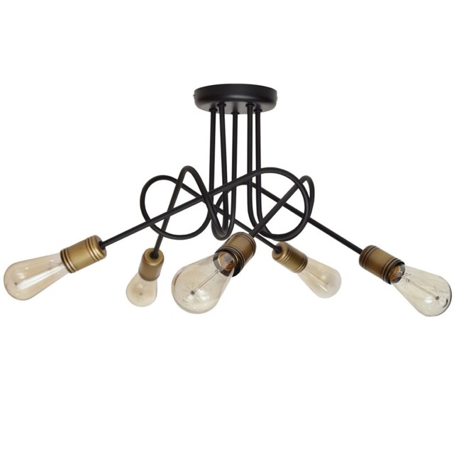 Oxford Multi Arm Semi Flush Ceiling Light Black, Patina 50cm