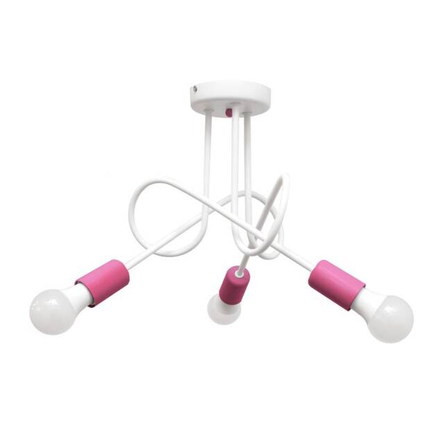 Oxford Multi Arm Semi Flush Ceiling Light White, Pink 38cm