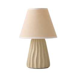 ValueLights Saskia Natural Textured Ceramic Table Lamp Taper Shade and Bulb