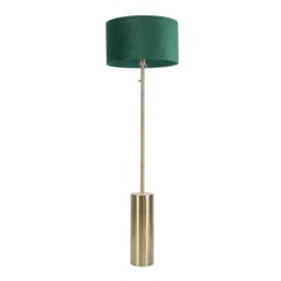 ValueLights Lexy Antique Brass Dimmable Floor Lamp Forest Green Velvet Shade Green