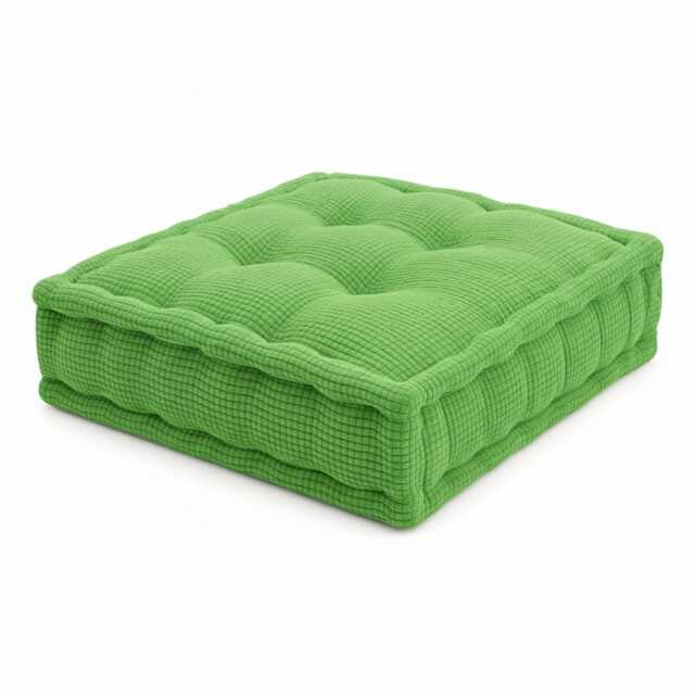 Teddy Fabric Square Booster Cushion Soft Seat Riser Pad for Dining Chair Green