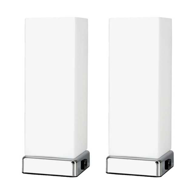 ValueLights Lazio Pair of Silver Table Lamp Touch On/Off White