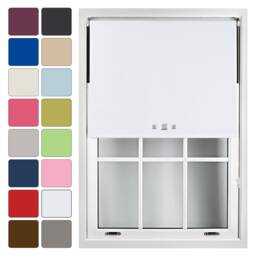 FURNISHED Blackout Roller Blinds with Triple Square Eyelets Cut to Size Easy Fit Window Shade White White (W) 120cm x (L) 210cm