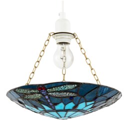 Midnight and Sky Blue Dragonfly Tiffany Glass Easy Fit Pendant Shade