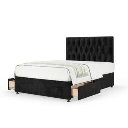 Memory Maestro Memory Foam Black Naples Velvet 2 Drawer Divan Set And Lona Headboard Single