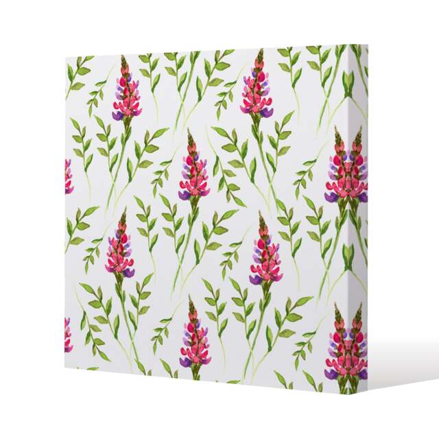 Pink & Green Leaves (Canvas Print) / 101 x 101 x 4cm Multi