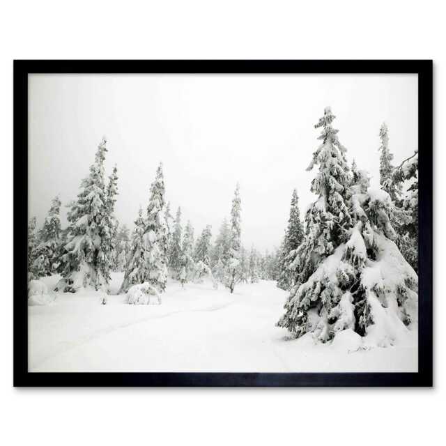 Photography Landscape Winter Scene Snow Forest Trees Framed Wall Art Print
