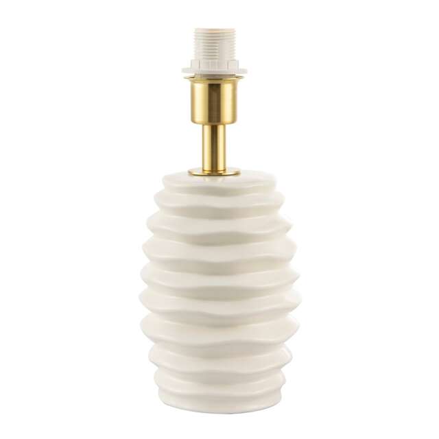 Modern Off-White Gloss Ceramic Table Lamp Base with Rippled Grooves