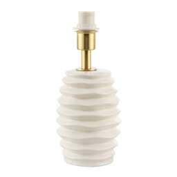 Modern Off-White Gloss Ceramic Table Lamp Base with Rippled Grooves