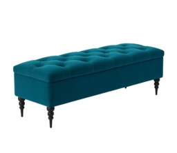 137cm Safar Ottoman bench with Storage and Turned Wooden Legs- Plush Velvet Shoes Bench - Emerald Green Chesterfield Storage Bench