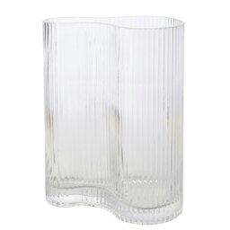 Hestia Clear Ribbed Glass Vase - Large
