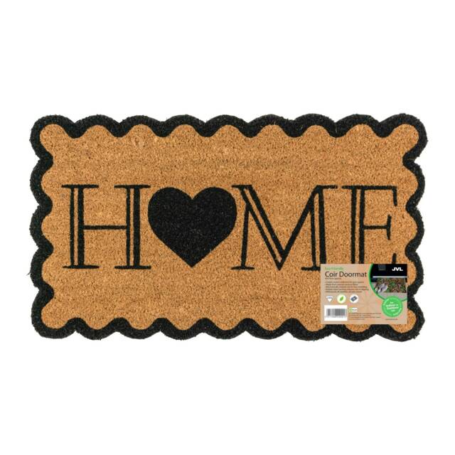 JVL Latex Backed Coir Entrance Doormat, 40x70cm - Scalloped Home