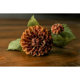 Hill Interiors Dahlia Artificial Flower - Mustard/Green - One Size