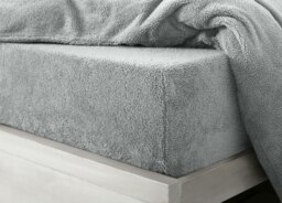 Velosso Teddy Fleece Warm and Cosy Fitted Sheet Silver Silver Super King