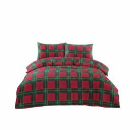 Thermal Flannelette Tartan Duvet Cover Set Warm Brushed Cotton Bedding Red Double