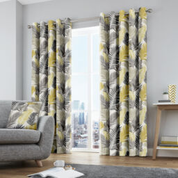 Fusion Tropical Eyelet Curtains Ochre