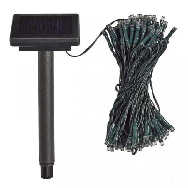 50 Solar Powered String Lights LED Warm White Green 1