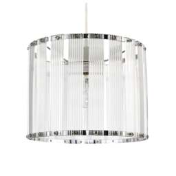 Designer Pendant Light Shade with Rippled Acrylic Transparent Columns Chrome Chrome 1