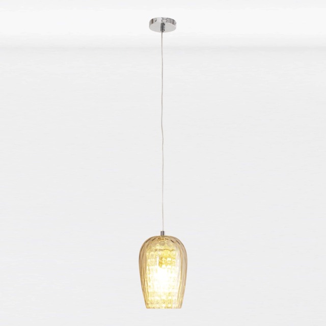 Dimpled Glass and Jewelled Pendant Light Chrome Clear 1