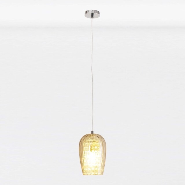 Dimpled Glass and Jewelled Pendant Light Chrome Clear 1