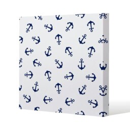Navy Anchors on White (Canvas Print) Cream