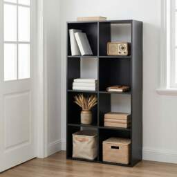 Jane - 4x2 Bookcase - Cube storage boxes (Black)