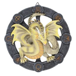 Anne Stokes Mabon Resin Dragon Plaque - Yellow/Grey - One Size