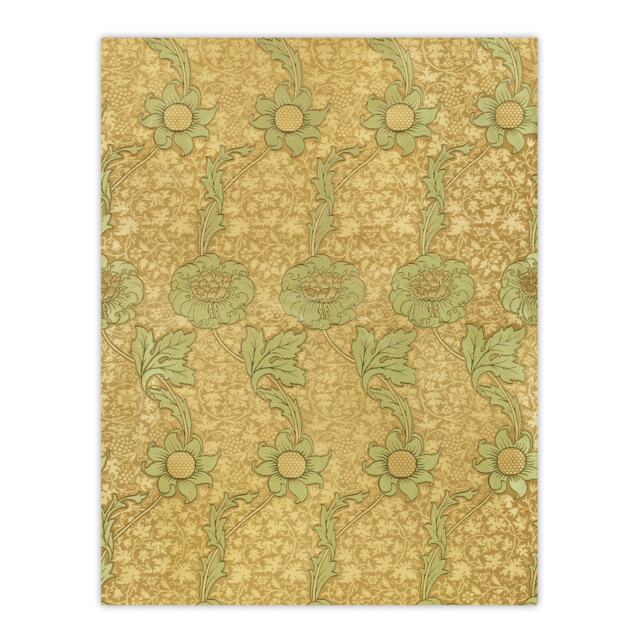 "Kennet Floral Pattern Orange Green Wall Art Print William Morris 12x16"""