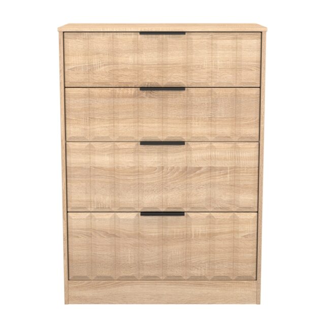 Seattle 4 Drawer Deep Chest of Drawers in Bardolino Oak (Ready Assembled) Brown Bardolino Oak