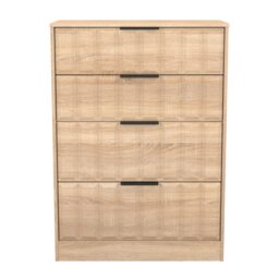 Seattle 4 Drawer Deep Chest of Drawers in Bardolino Oak (Ready Assembled) Brown Bardolino Oak