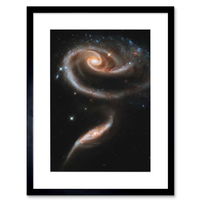 "Hubble Space A Rose Made Of Galaxies Spiral 9x7"" Black Framed Wall Art Print"
