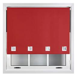 FURNISHED Blackout Roller Blinds with Large Square Eyelets Made to Measure Window Shade Red Red (W) 90cm x (L) 165cm