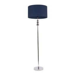 ValueLights Marissa Navy Blue Shade with Chrome Stacked Ball Floor Lamp and Bulb