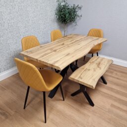 Modern Dining Table Set with 4 Gem Chairs and 1 Bench Kitchen Furniture Set
