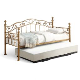 Mayfair Antique Brass Effect Single Metal Day Bed With Guest Trundle