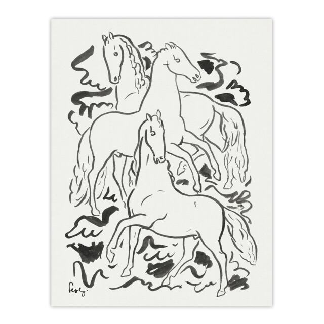 Three Horses Ink Drawing Leo Gestel Wall Art Poster Print