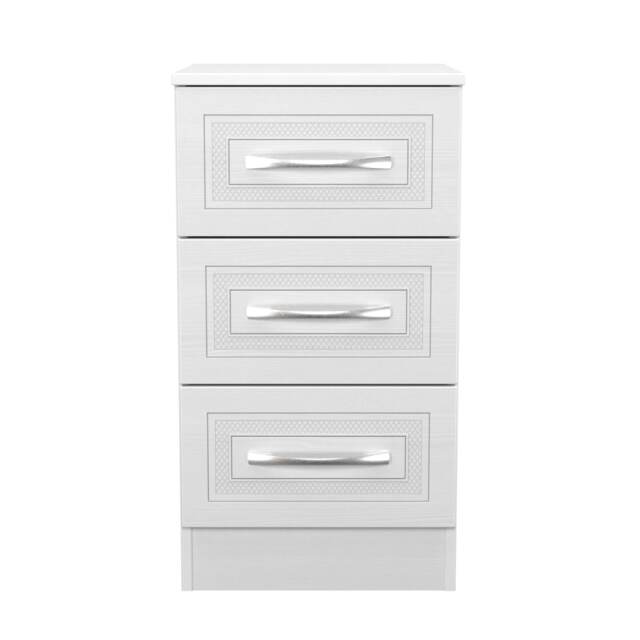 Oxford 3 Drawer Bedside Cabinet in Signature White (Ready Assembled) White Signature White