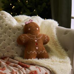 OHS Gingerbread Girl Boucle Scatter Cushion Decorative Pillow