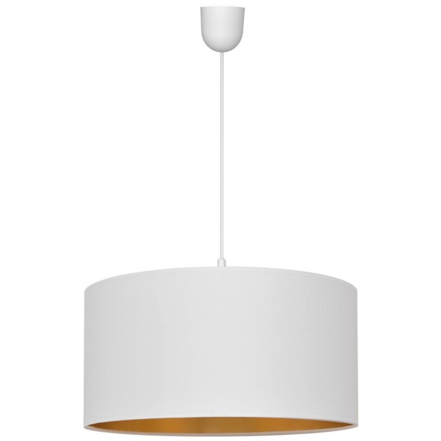 Alba Cylindrical Pendant Ceiling Light White, Gold 40cm