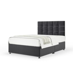 Signature Platinum 2000 Pocket Sprung Graphite Plush Velvet Divan Set And Pearl Headboard Small Double