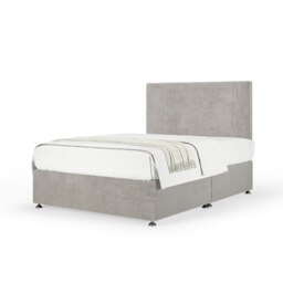 Ortho Classic Orthopaedic Seal Grey Naples Velvet Divan Set And Valencia Headboard Super King
