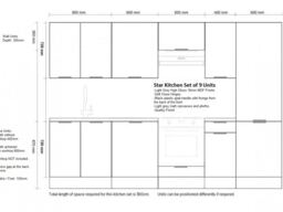 Kitchen Cabinets Set 9 Units Tall Larder Pantry Storage Soft Close 300cm Modern Light Grey Gloss Fitted Kitchen Star