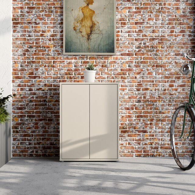 Alice Springs Shoe Cabinet with 2 Doors Push-to-Open in Sand