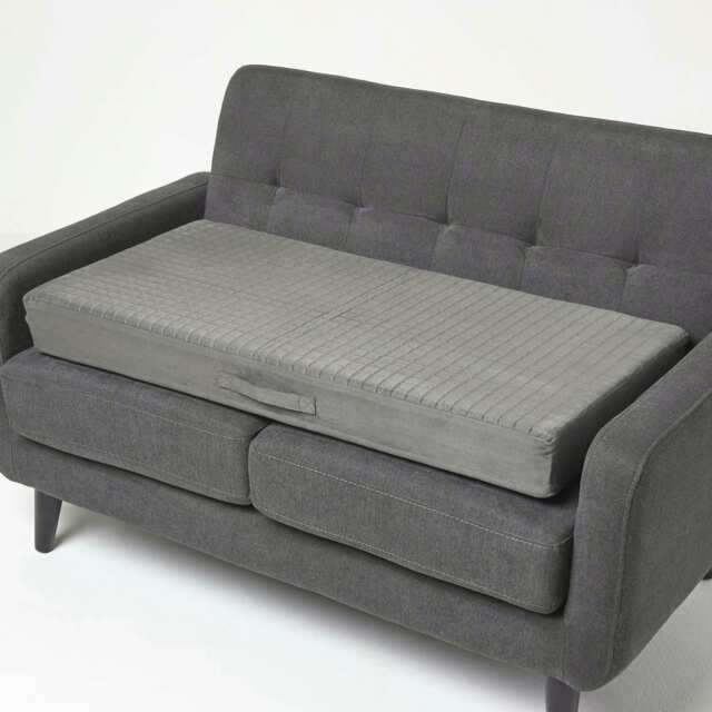 Homescapes Grey Suede Orthopaedic Foam 2 Seater Booster Cushion Grey Grey 100 x 50 x 10 cm