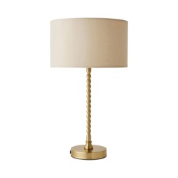 ValueLights Maeve Cream Shade Brushed Gold Bobbin Bobble Table Lamp