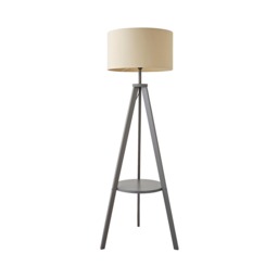 ValueLights Morrigan Cream Shade Grey Wood Tripod Floor Lamp