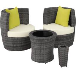 Nizza 2+1+1 Aluminum Rattan Seating Set Grey grey 1