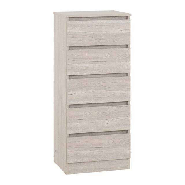 Malvern 5 Drawer Narrow Chest - L40 x W48 x H114 cm - Urban Snow