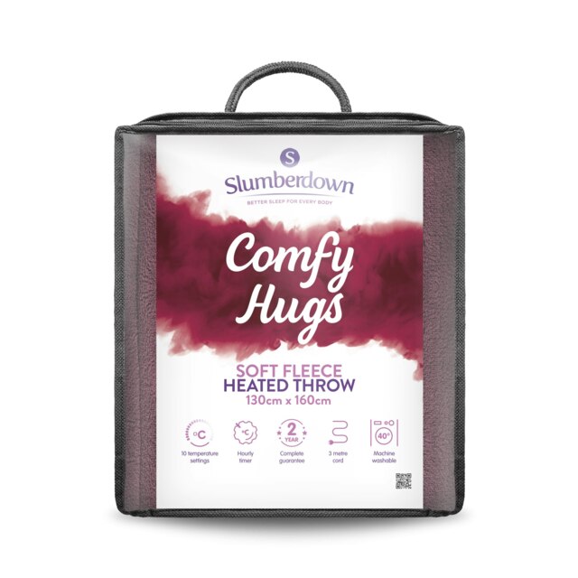 Slumberdown Comfy Hugs Heated Throw, Plum